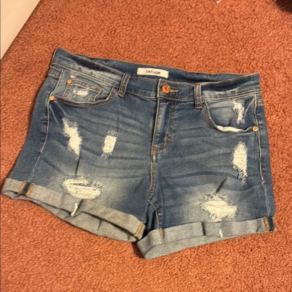 refuge Pants - Refuge Blue Distressed Denim Shorts